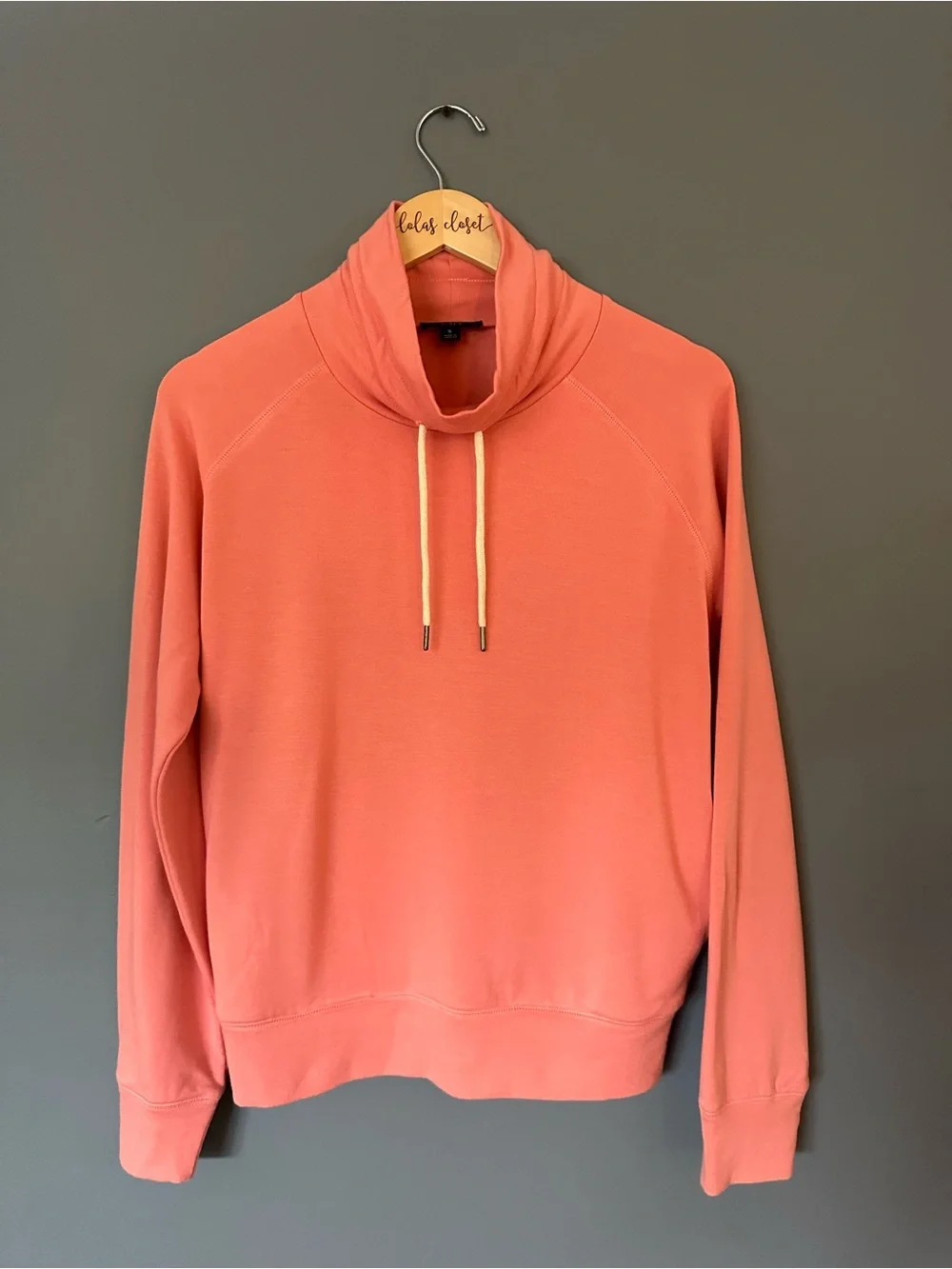 J. Crew Coral Cowl-Neck Pullover Sweater With Drawstring Neck Small NWOT